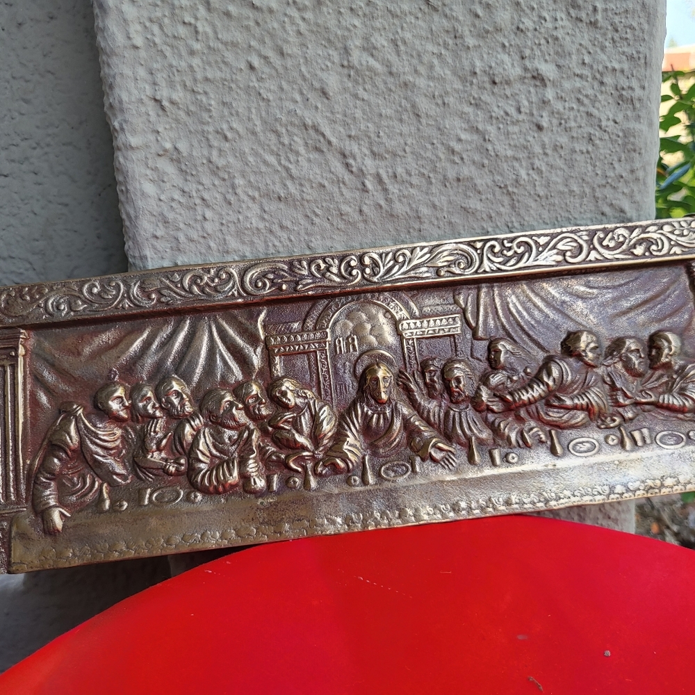 Bronze Tone Heavy Detailed Metal Last Supper Plaque For Hanging